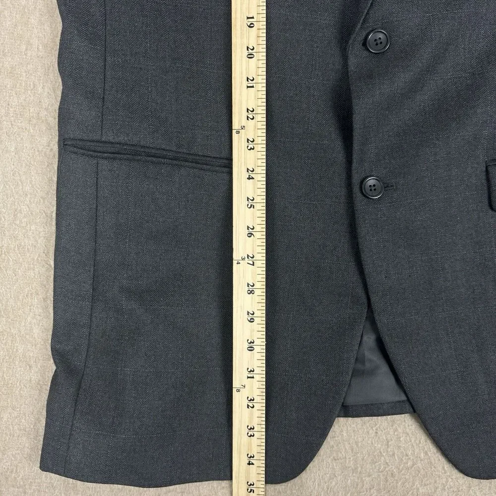 Banana Republic Men's Blazer 46L Gray Tailored Fit Tweed Windowpane Check Jacket